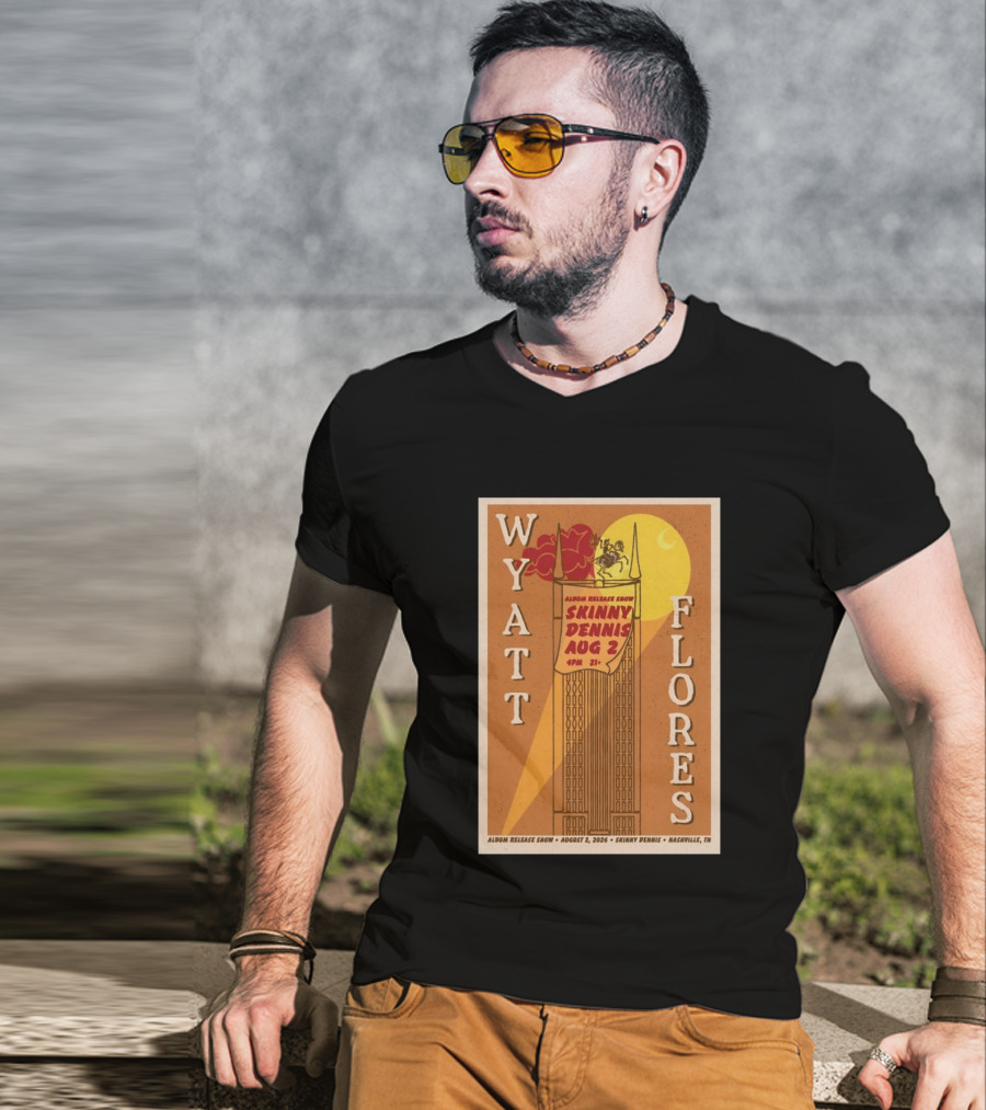 Wyatt Flores Album Release Show Skinny Dennis August 2 2026 Nashville TN T-Shirt