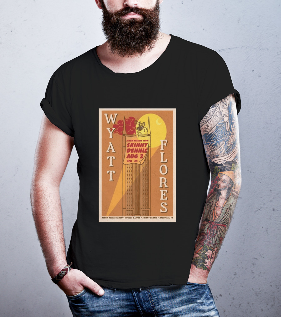 Wyatt Flores Album Release Show Skinny Dennis August 2 2026 Nashville TN T-Shirt