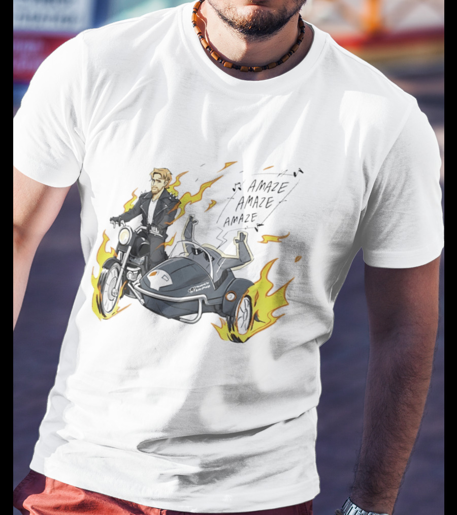 Amaze Amaze Amaze Ghost Rider Motorcycle Sidecar Flames T-Shirt