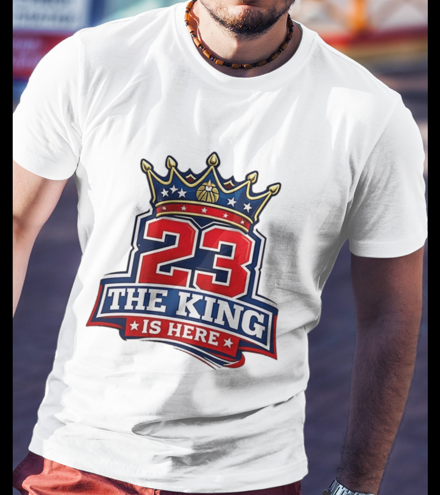 LeBron James 23 The King Is Here Crown Philadelphia 76ers NBA T-Shirt