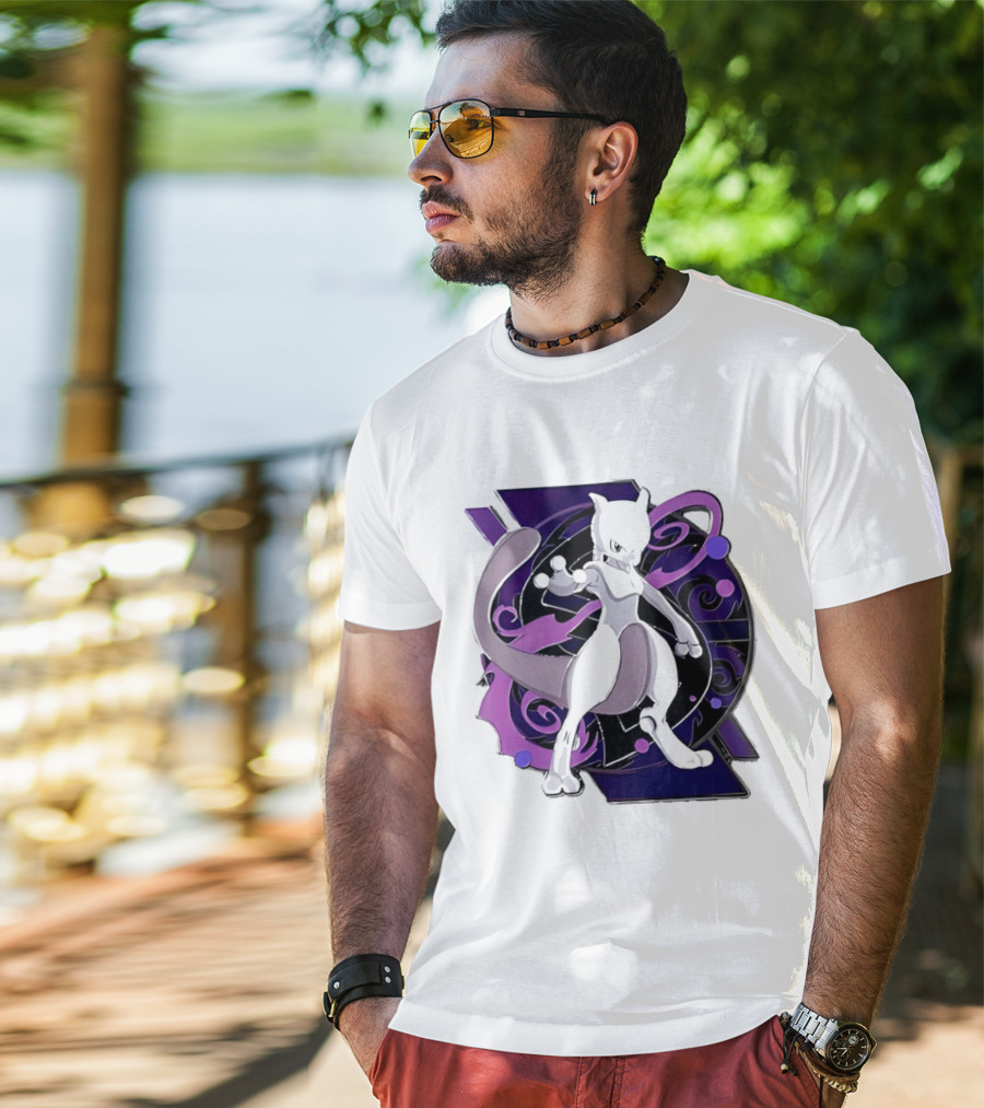 Pokemon Mewtwo Psychic Power Strike Dynamic Pose T-Shirt
