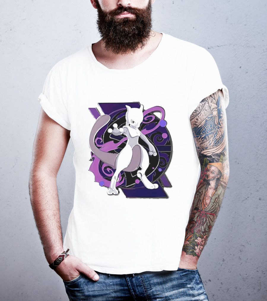 Pokemon Mewtwo Psychic Power Strike Dynamic Pose T-Shirt