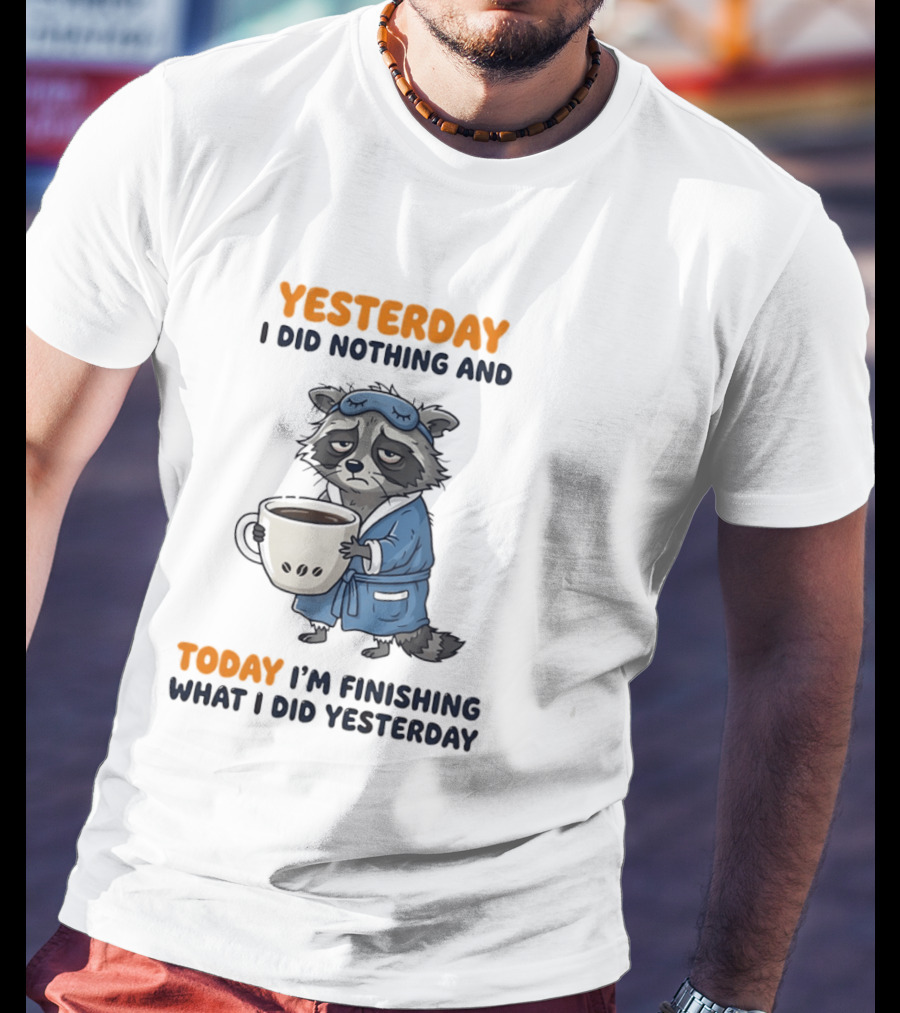 Yesterday I Did Nothing And Today Raccoon Finishing What I Did Yesterday T-Shirt