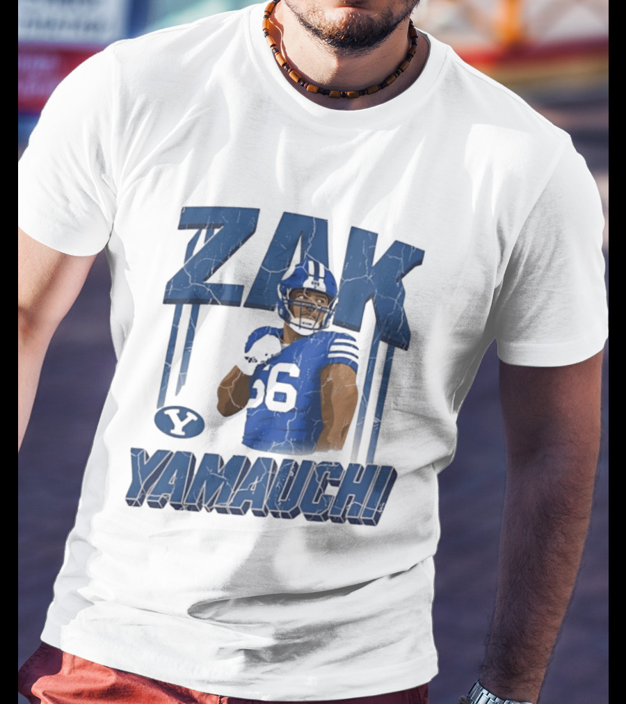 Zak Yamauchi Football Number 66 Blue And Green T-Shirt