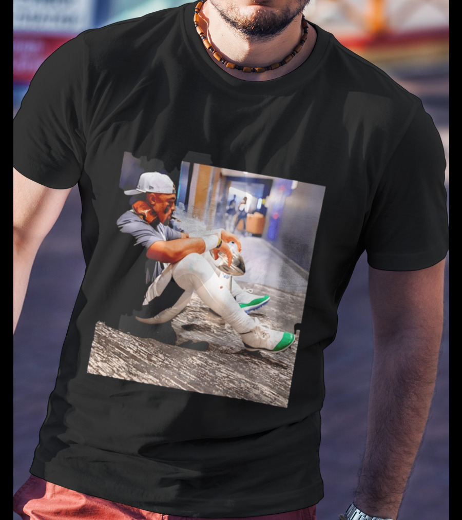 Jalen Hurts Philadelphia Eagles Smoking Trophy Cigar Celebratory Moment T-Shirt