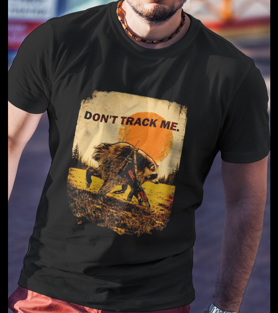 Don't Track Me Raccoon Sunset AK 47 Forest Scene T-Shirt
