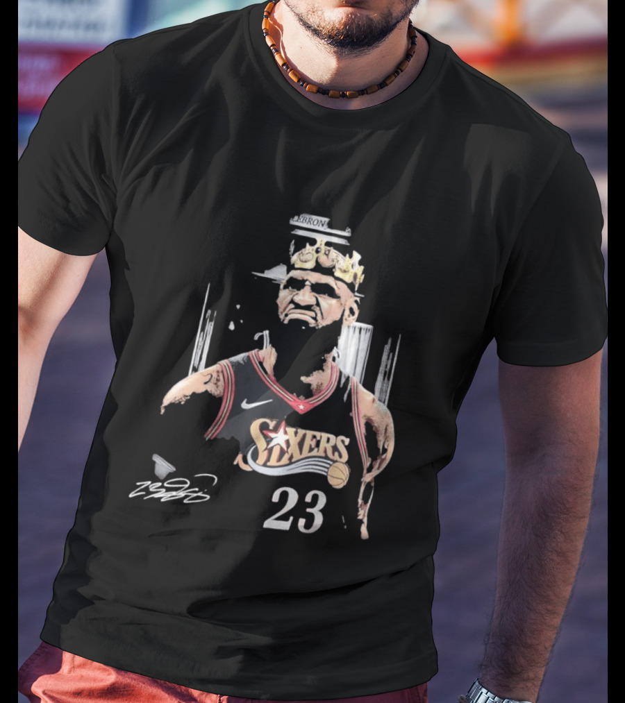 Philadelphia 76ers LeBron James Crown 23 Signature Basketball T-Shirt