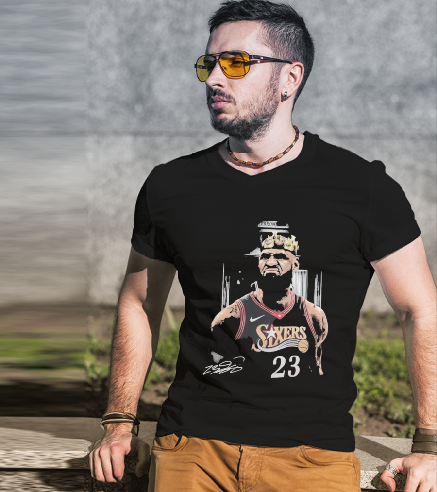 Philadelphia 76ers LeBron James Crown 23 Signature Basketball T-Shirt
