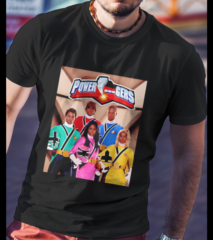 Power Rangers Samurai Team Red Green Pink Yellow Blue Characters T-Shirt