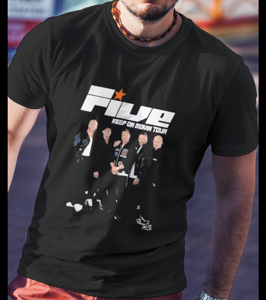 Five Keep On Movin Tour 90s Boyband Nostalgia Star T-Shirt