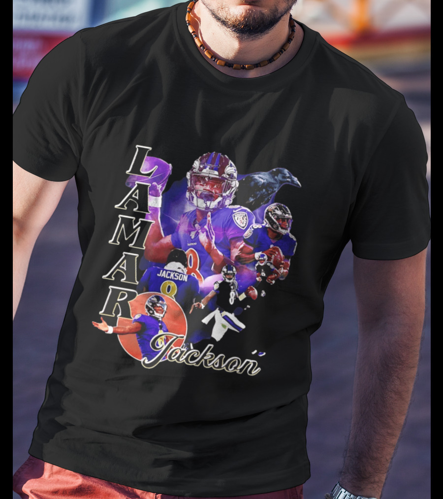 Lamar Jackson Baltimore Ravens Football Collage T-Shirt