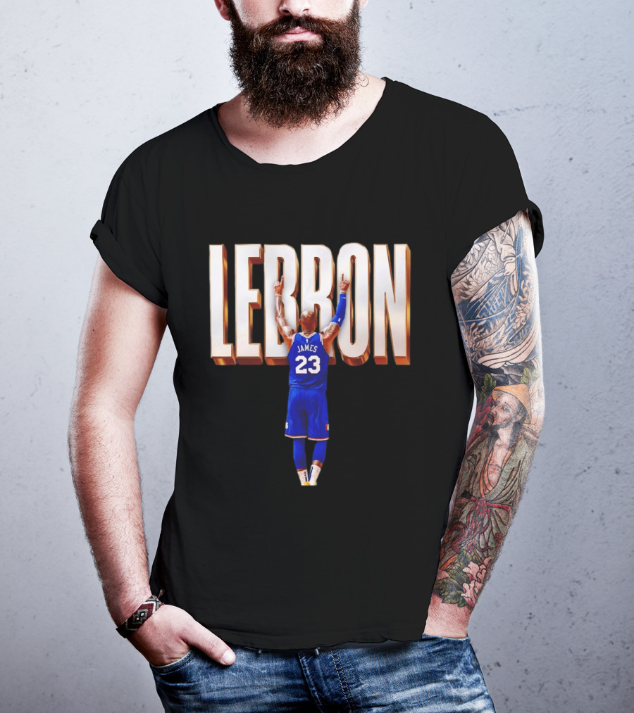 LeBron James 23 Philadelphia 76ers Gold Letter Jersey T-Shirt
