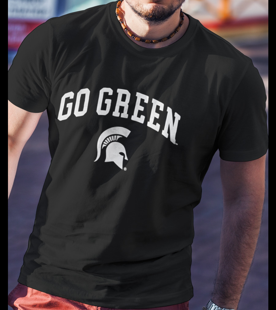 Go Green Michigan State Spartans Helmet T-Shirt