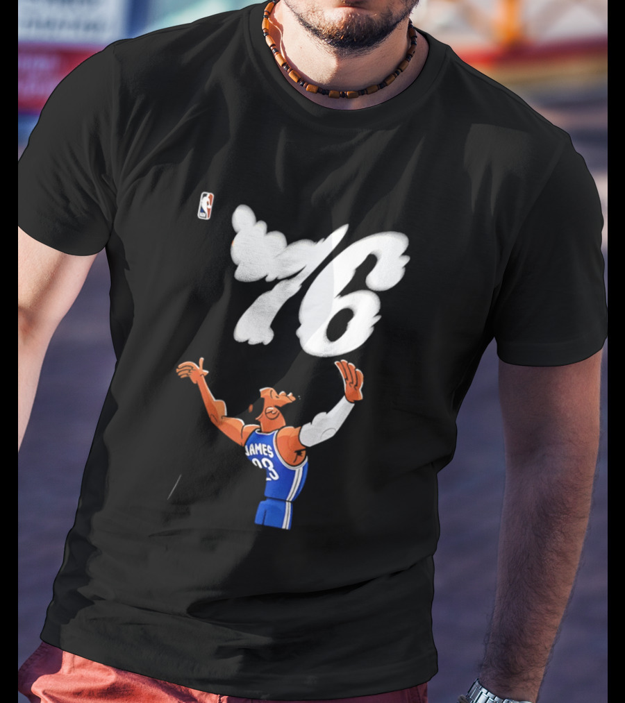 LeBron James 23 Cartoon 76 Philadelphia NBA Jersey Basketball T-Shirt