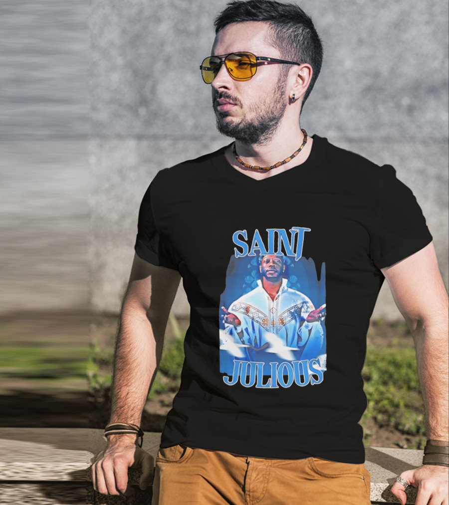 Saint Julios Majestic Icon In White Robe T-Shirt