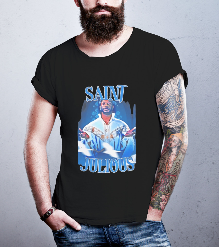 Saint Julios Majestic Icon In White Robe T-Shirt