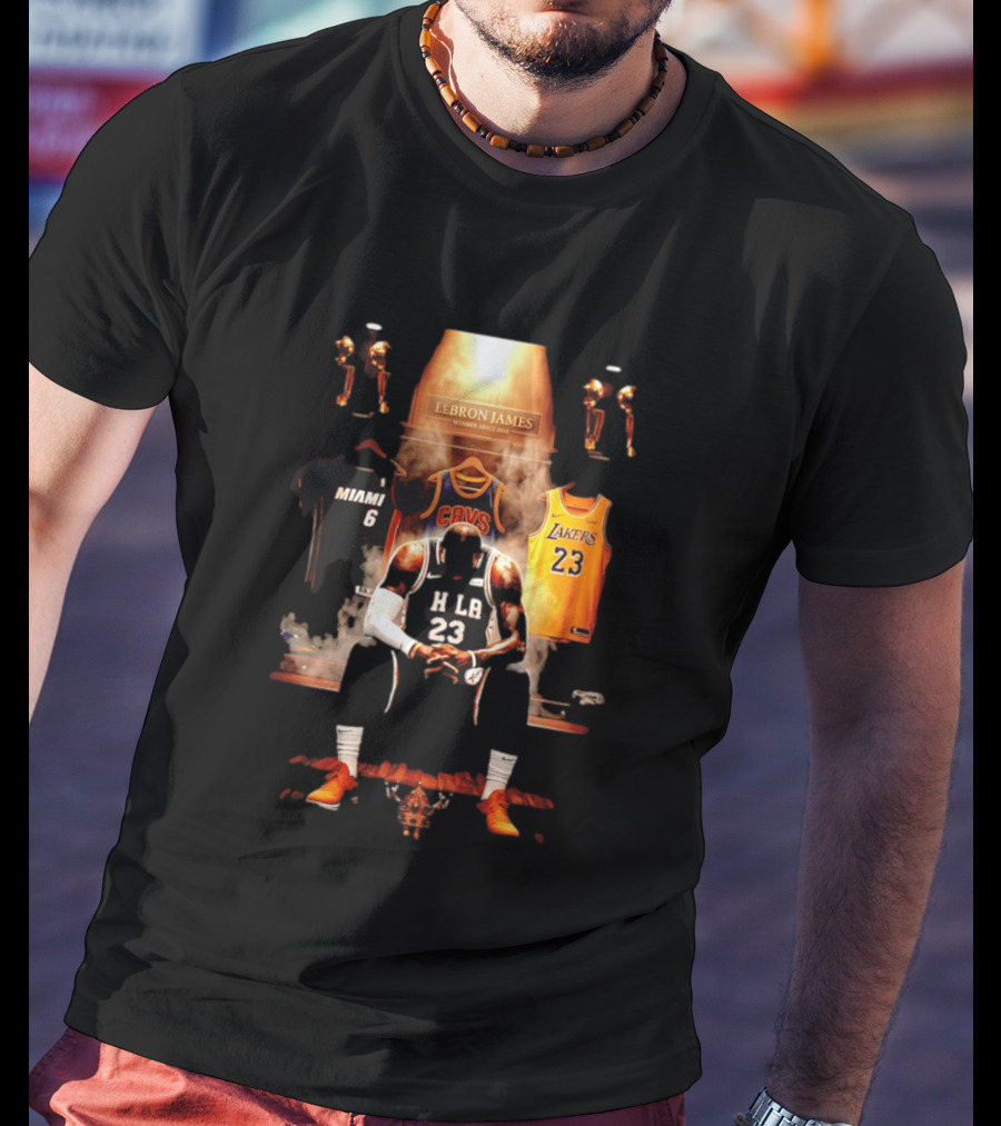 LeBron James Miami Cavaliers Lakers Number 23 MVP Champion Career Highlights T-Shirt