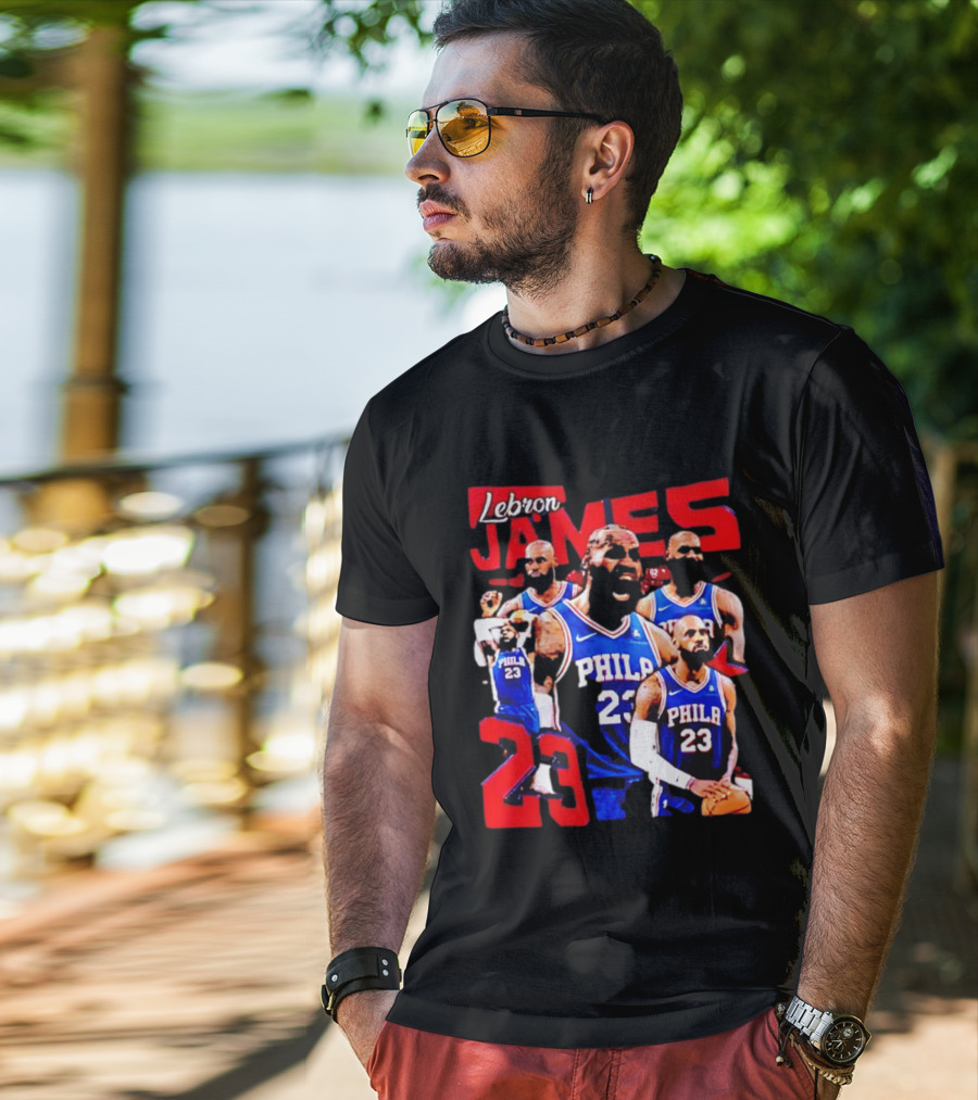 LeBron James No 23 Philadelphia 76ers Collage Legends T-Shirt