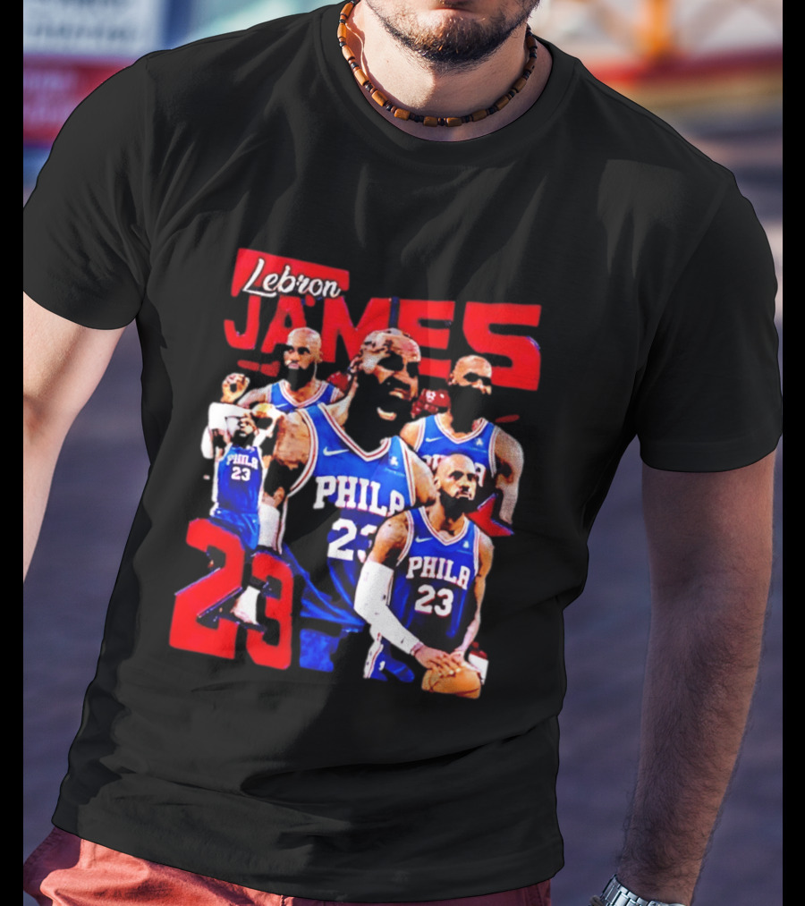 LeBron James No 23 Philadelphia 76ers Collage Legends T-Shirt