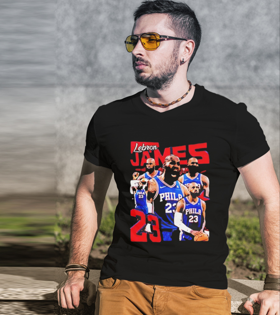 LeBron James No 23 Philadelphia 76ers Collage Legends T-Shirt