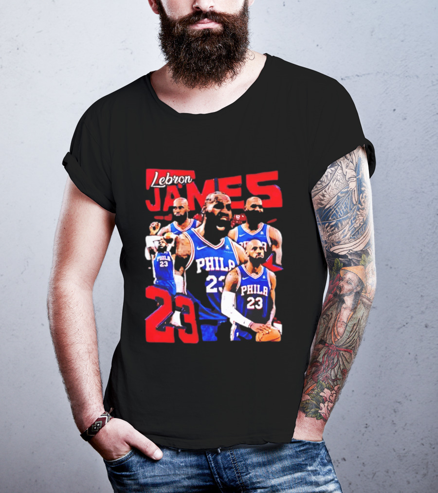LeBron James No 23 Philadelphia 76ers Collage Legends T-Shirt