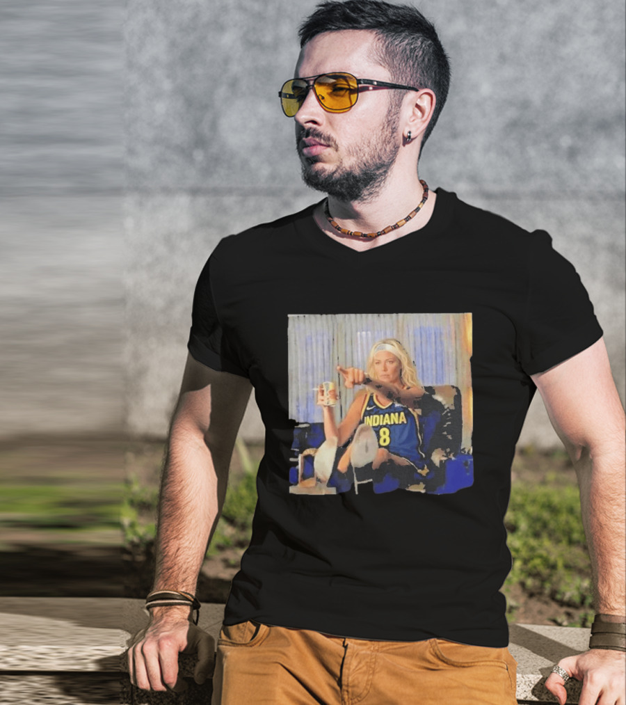 Sophie Cunningham Indiana Number 8 Rick Dalton Leonardo DiCaprio Pointing Scene T-Shirt