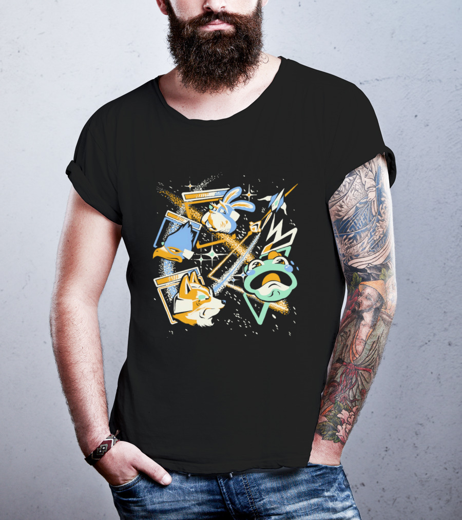Star Fox Slippy Toad Peppy Hare Falco Lombardi Retro Game Characters T-Shirt
