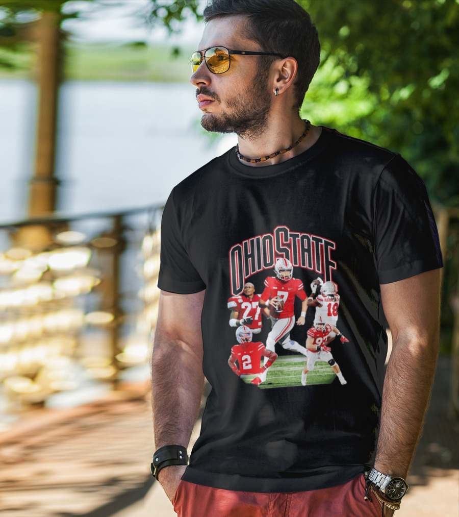 Ohio State Football Collage Featuring Harrison Jr And Star Players T-Shirt