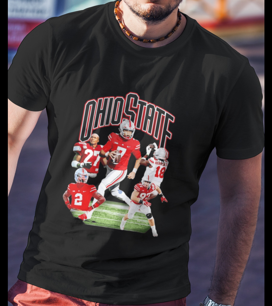 Ohio State Football Collage Featuring Harrison Jr And Star Players T-Shirt