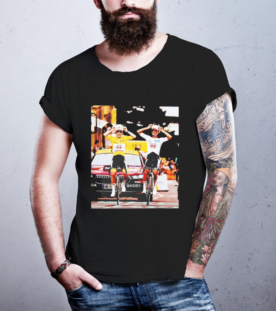Tadej Pogačar Isaac Del Toro UAE Team Emirates Cycling Skoda Tour Celebratory Finish T-Shirt