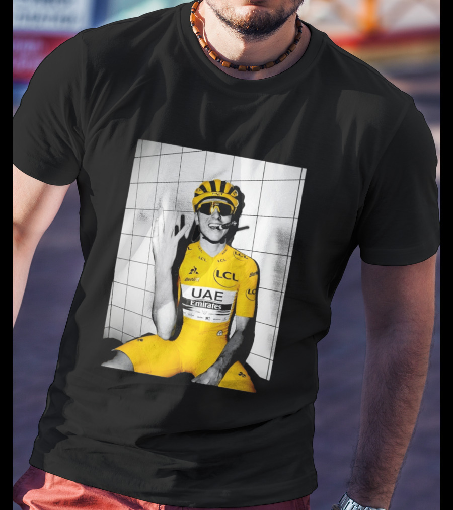 Tadej Pogačar UAE Emirates LCL Yellow Jersey Cycling Champion T-Shirt