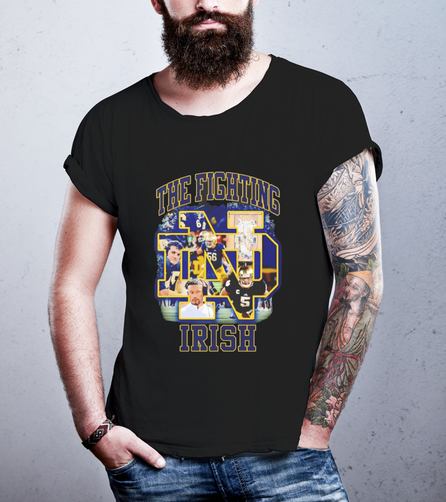 The Fighting Irish Notre Dame Collage With Marcus Freeman Players T-Shirt