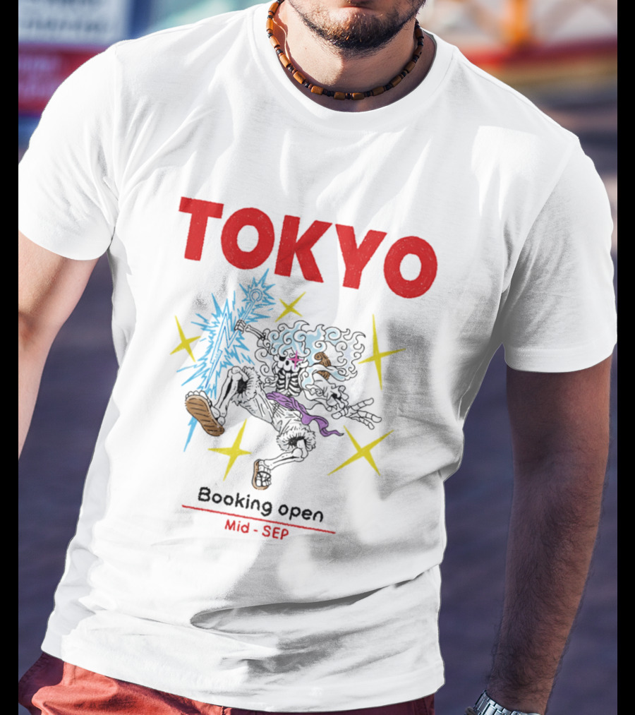 Tokyo Booking Open Mid Sep One Piece Luffy Skeleton Burst T-Shirt