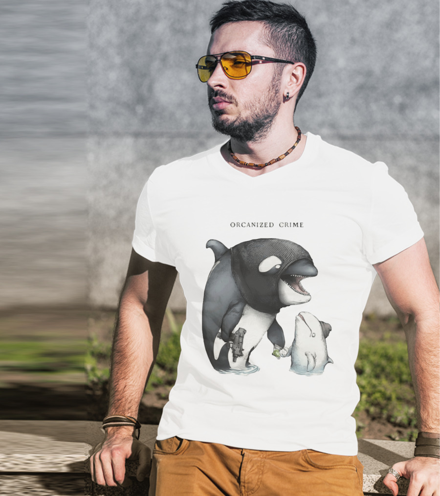 Orcanized Crime Dolphin 2026 Gun And Fish Transaction T-Shirt