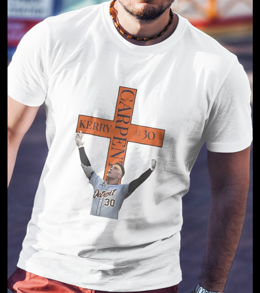 Kerry Carpenter Detroit Tigers #30 Praise The Lord Cross T-Shirt