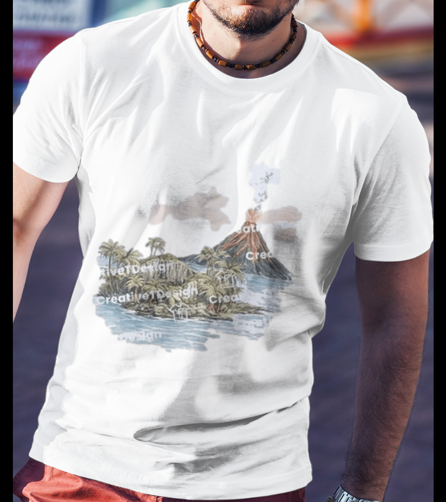 Lava Flow Volcano Tropical Island Creative T-Shirt