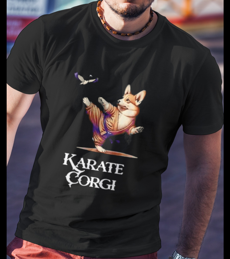 Karate Corgi Flying Crane Martial Arts Animal T-Shirt