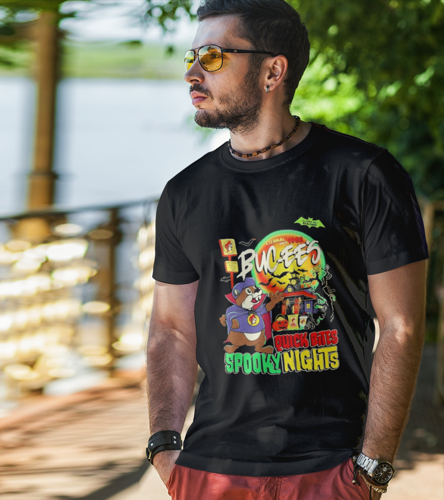Buc Ee's Eternal Since 1982 Quick Bites Spooky Nights Halloween Glow In The Dark T-Shirt