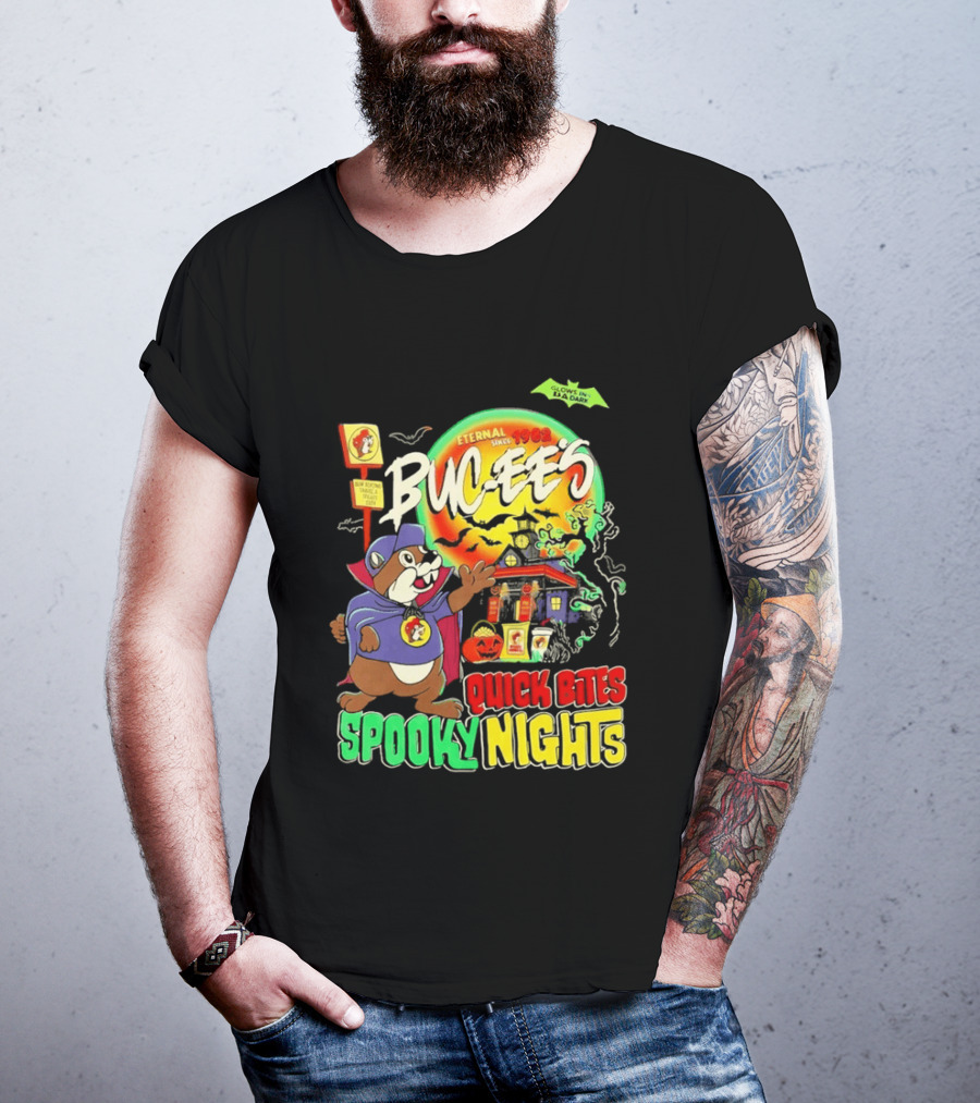 Buc Ee's Eternal Since 1982 Quick Bites Spooky Nights Halloween Glow In The Dark T-Shirt