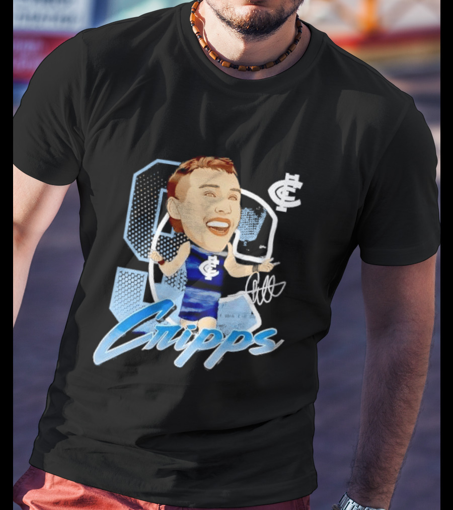 Carlton FC Patrick Cripps Caricature With Signature T-Shirt