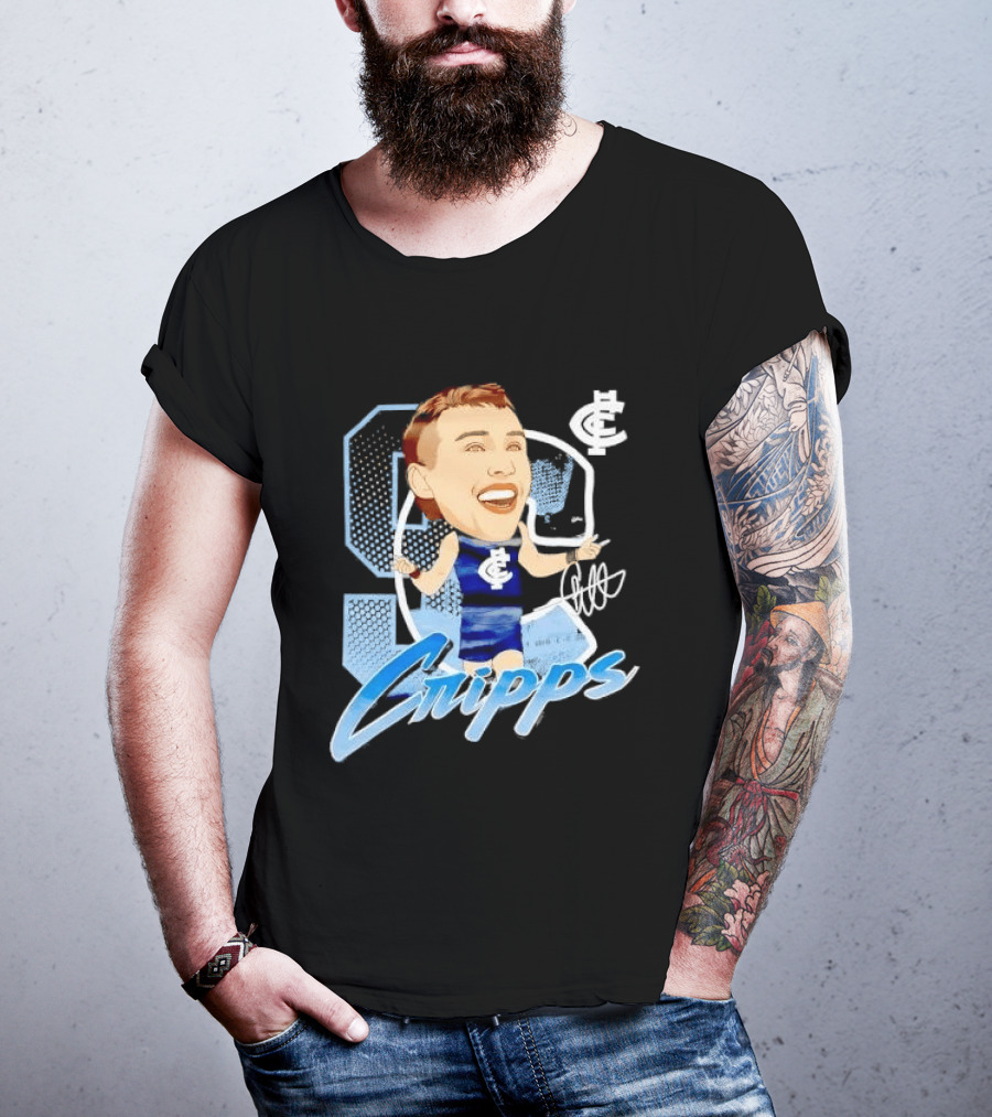 Carlton FC Patrick Cripps Caricature With Signature T-Shirt