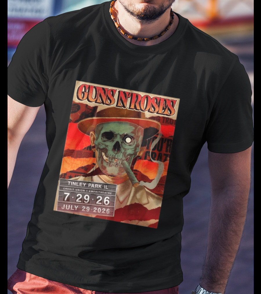 Guns N Roses Tinley Park IL July 29 2026 Concert Credit Union 1 Amphitheatre T-Shirt