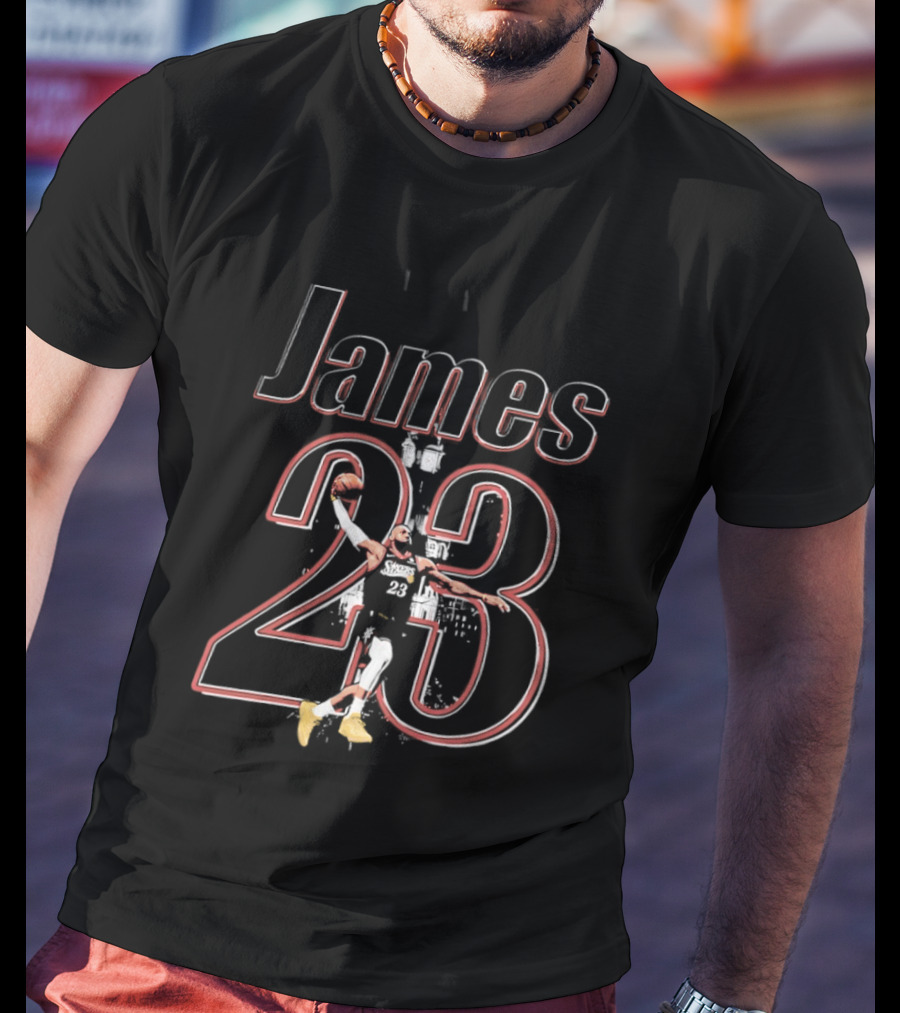 James 23 Basketball Player Action Dunk T-Shirt