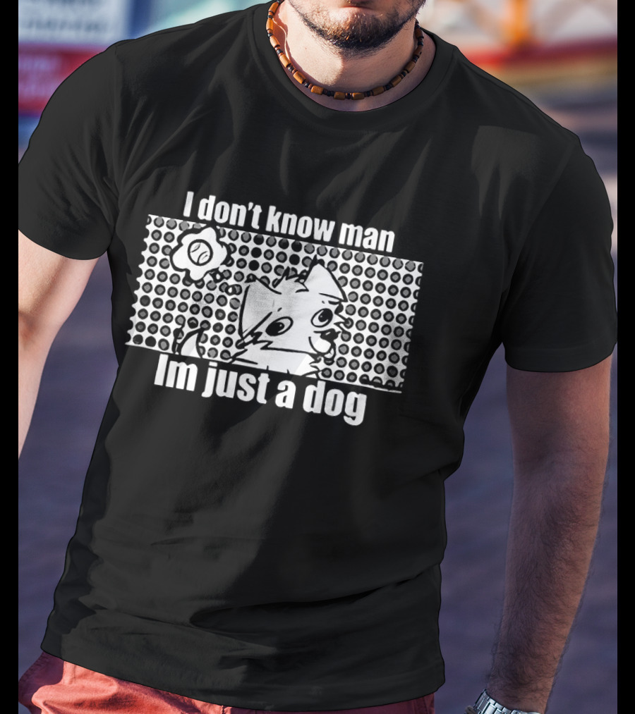 I Don't Know Man I'm Just A Dog Polka Dot Cartoon Face Flower T-Shirt