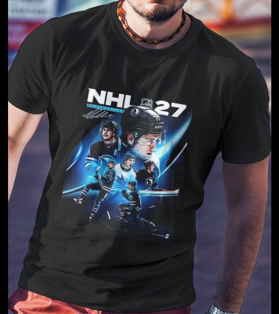 NHL 27 Deluxe Edition Macklin Celebrini Autographed Cover T-Shirt