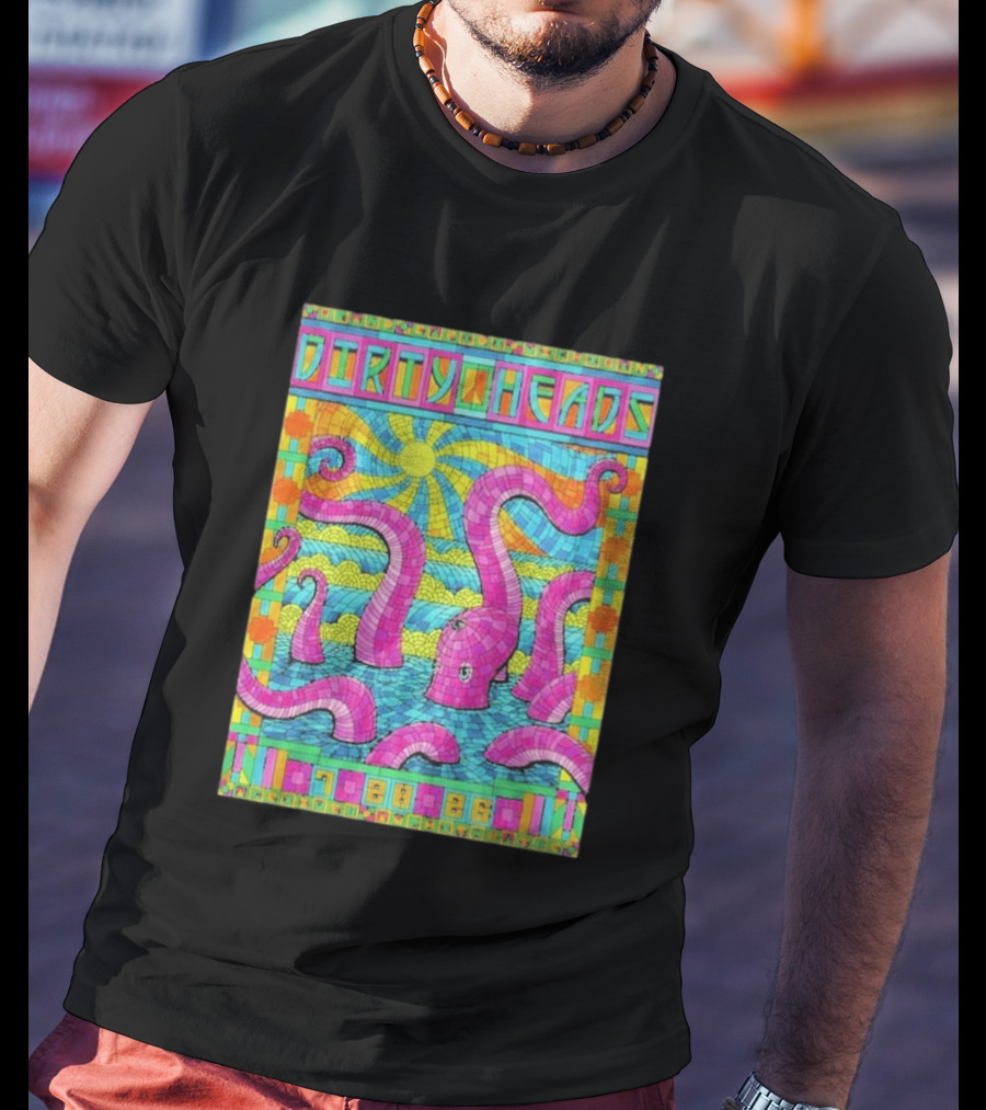 Dirty Heads Grand Rapids MI Acrisure Amphitheater July 28 2026 Psychedelic Octopus Sunburst T-Shirt