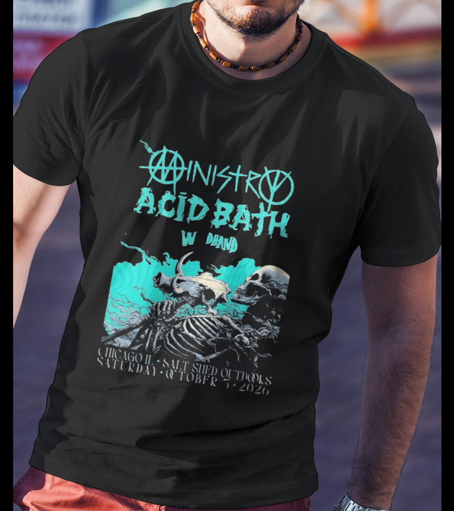 Ministry X Acid Bath Windhand Chicago IL Salt Shed Outdoors October 3 2026 Skeletons And Sea Monster T-Shirt
