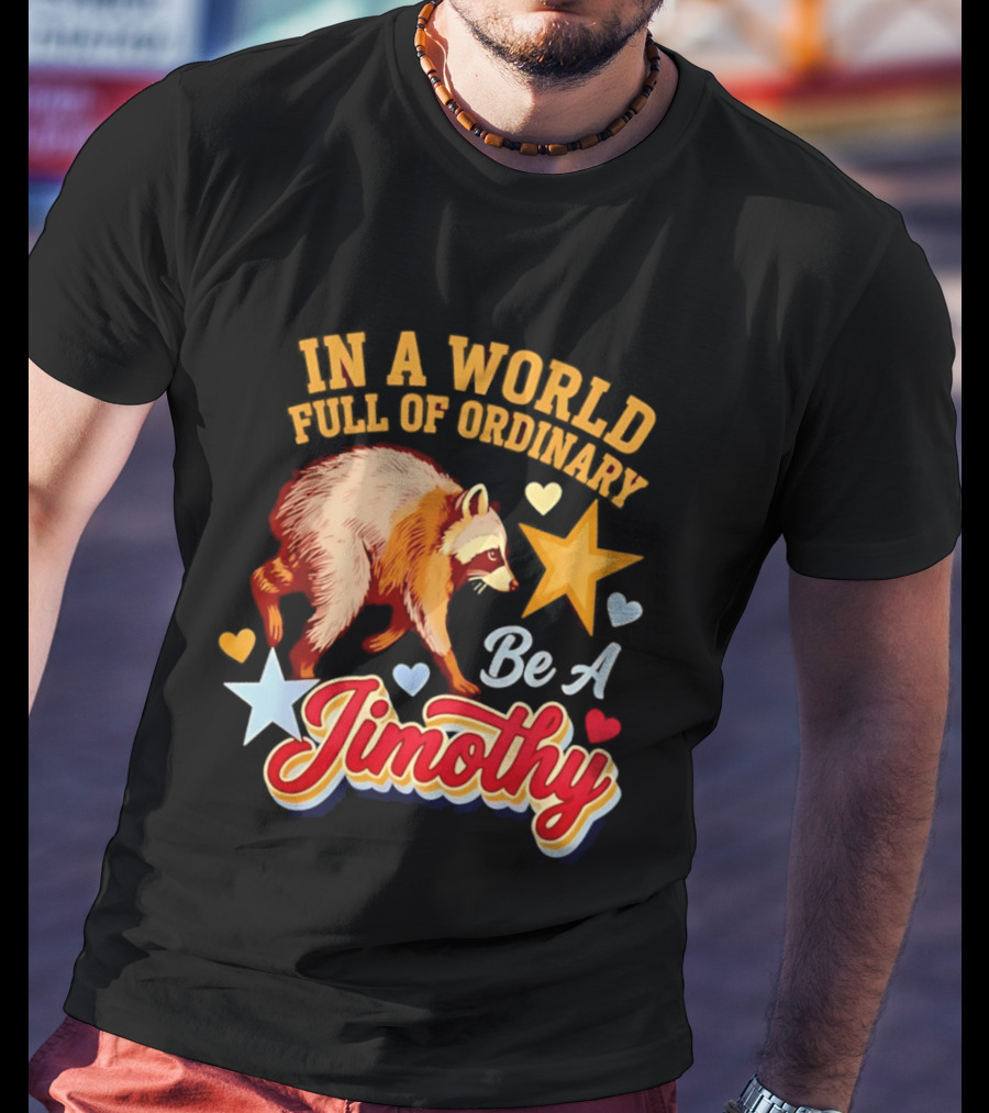 In A World Full Of Ordinary Be A Jimothy Raccoon Stars Hearts T-Shirt