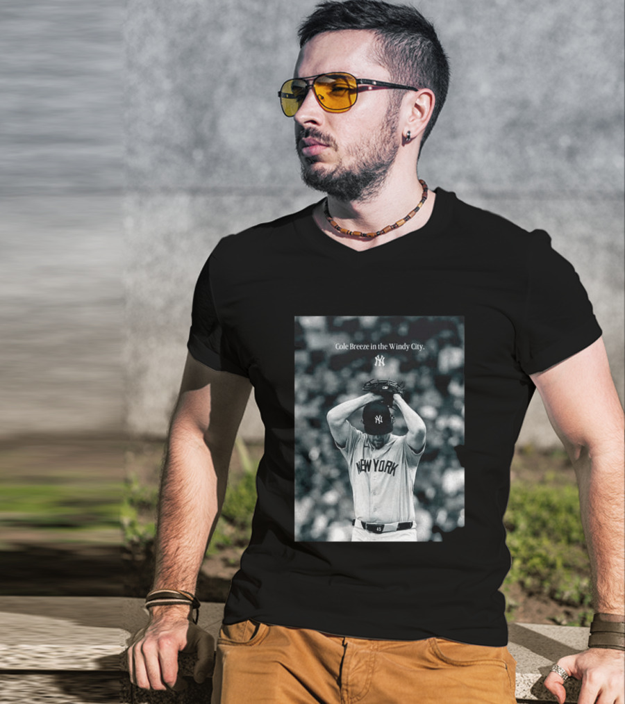 New York Yankees Cole Breeze Pitching Moment In The Windy City T-Shirt
