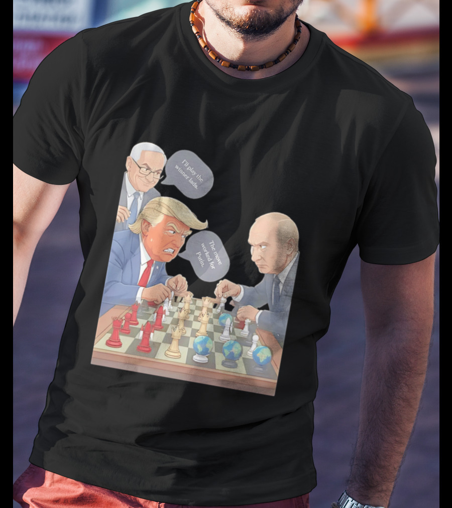 Political Chess Game Trump Putin World Leaders Cartoon T-Shirt